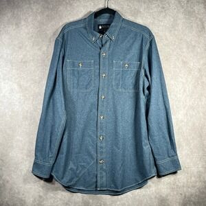 Alaskan Hardgear Shirt Mens Medium Blue Button Down Long Sleeve‎ Standard Fit